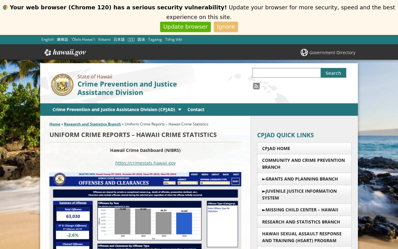 Hawaii criminal history Crime in Hawaii reports