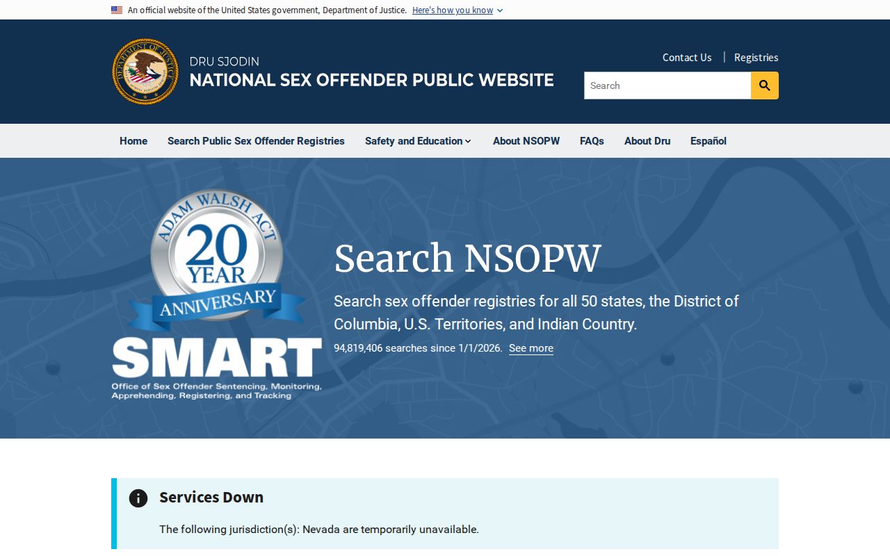Hawaii sex offender check through the NSOPW national registry search